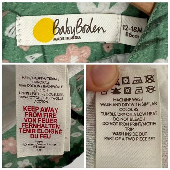 Baby Boden Jungle Print Dress in Green | Size 12-18 Months - Picture 6 of 6